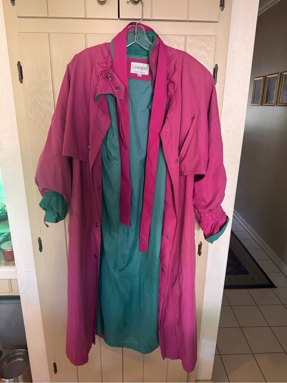Pink Trench Coat with Teal Lining